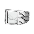 Kambo Silver Men's Ring, Marble Stone Ring