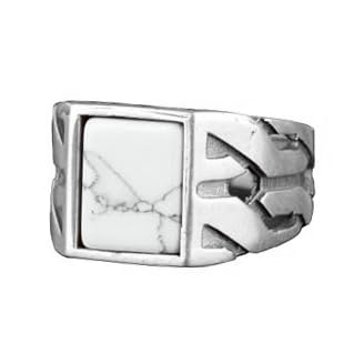 Kambo Silver Men's Ring, Marble Stone Ring