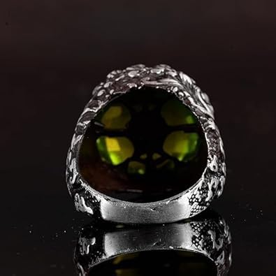 Kambo 925 Sterling Silver Men's Peridot Ring - Elegant Stacking Ring with Vibrant Green Stone (Customize) — 5