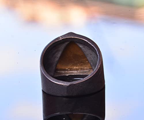 KAMBO Handcrafted 925 Sterling Silver Men's Ring with Gold-Plated Triangle Eye Symbol Masonic Design Vintage Statement J