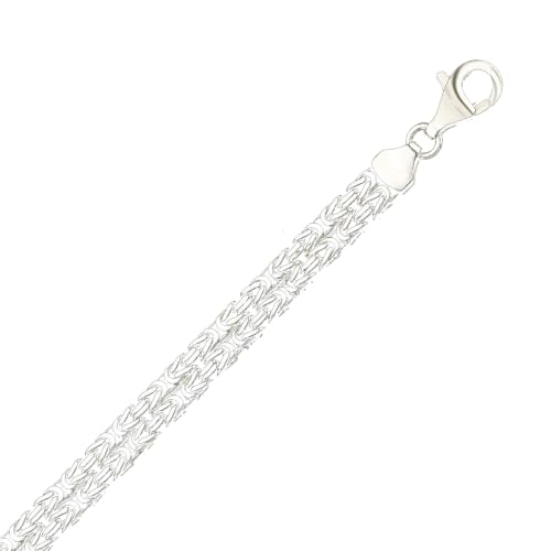 KAMBO Handmade 925 Sterling Silver Double Square Byzantine King Chain Necklace, Oxidized Finish, Unisex Statement Jewelr