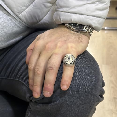 KAMBO Personalized Monogram Ring Handmade 925 Sterling Silver Men's Modern Statement Band Custom Engraved Jewelry Gift f