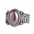 KAMBO 925 Sterling Silver Men’s Ring with Pyrite – Handmade Vintage Labyrinth Pattern Statement Ring