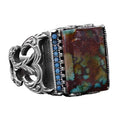 KAMBO Handmade Vintage Style-3 Sterling Silver Ring for Men with Genuine Natural Arizona Turquoise Gemstone - 925 Sterli