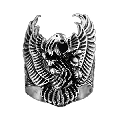 Large and Heavy Ring, Phoenix Ring, Skull Ring, Biker Ring, 925 Sterling Silver Men's Ring