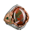 925 Sterling Silver Ring, Natural Blood Stone Handmade Ring