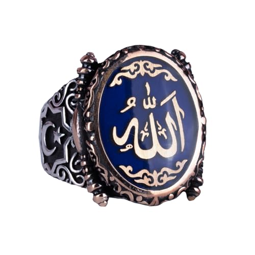 KAMBO Men's Handmade 925 Sterling Silver Islamic Ring, Vintage Muslim Statement Band, No Gemstone, Elegant, Durable Ster