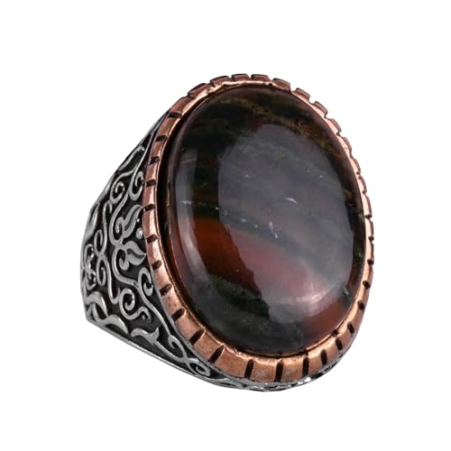 KAMBO Handmade Men's Ring with Natural Green Bloodstone Gemstone, Minimalist Vintage Design, 925 Solid Sterling Silver, 