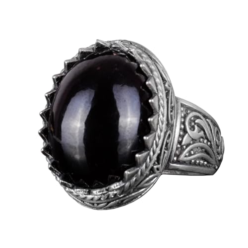 KAMBO Handmade Men's Garnet Ring in 925 Sterling Silver - Minimalist Deep Solid Silver Design with Natural Garnet Stone 