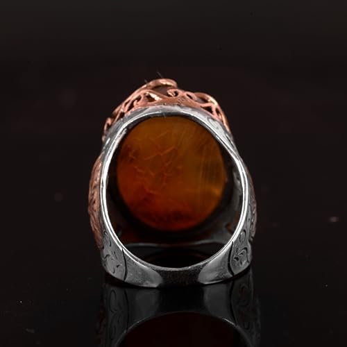 Natural Amber Stone Ring, 925 Sterling Silver Ring (Model-2) — 6