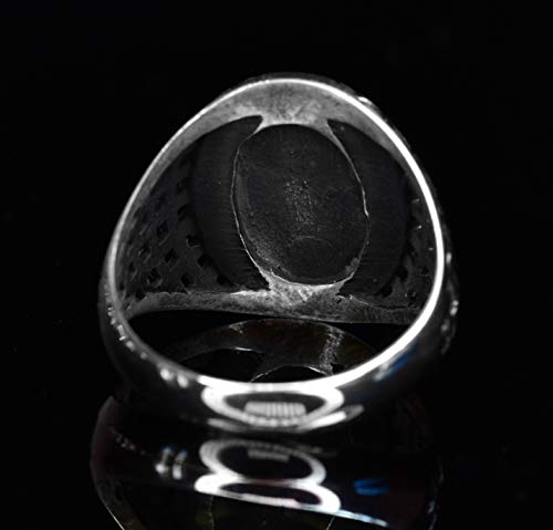 KAMBO Handmade 925 Sterling Silver Men's Wolf Design Ring, Vintage Howling Wolf Wildlife Motif Statement Ring, Cocktail 