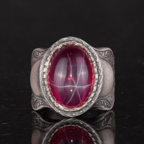 Natural Star Ruby Stone Ring | 925 Sterling Silver | Unique Design — 5