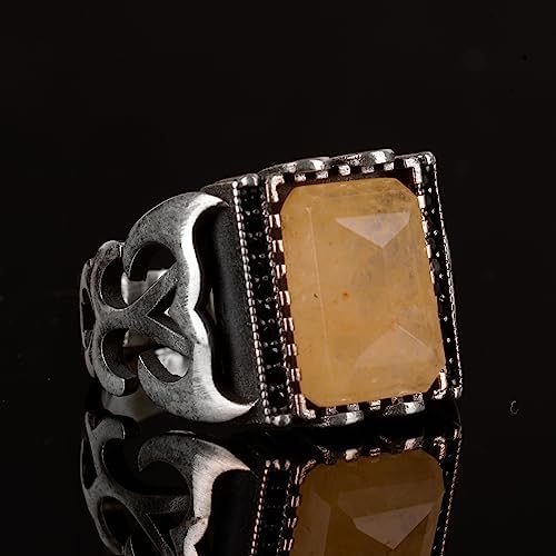 Natural Yellow Sapphire Stone Men's Ring — 6