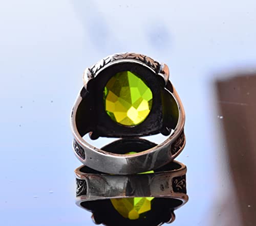 Custom Ring, Peridot Stone Men's Ring, Sterling Silver Ring, Birthstone Ring, Gifts For Him