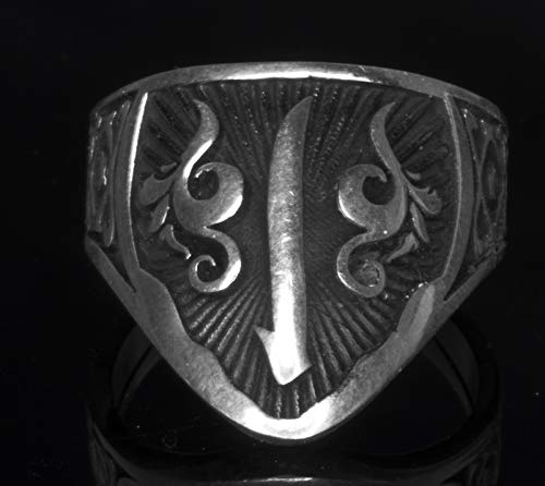 KAMBO 925 Sterling Silver Men's Archery Thumb Ring Handmade Vintage Statement Jewelry with Turkish Ottoman Ethnic Art De