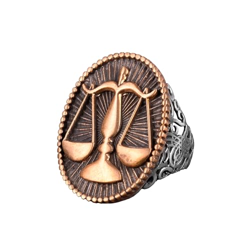 KAMBO 925 Sterling Silver Men's Ring Handmade Vintage Islamic Scales of Justice Statement Jewelry Size 10.25 Sterling Si