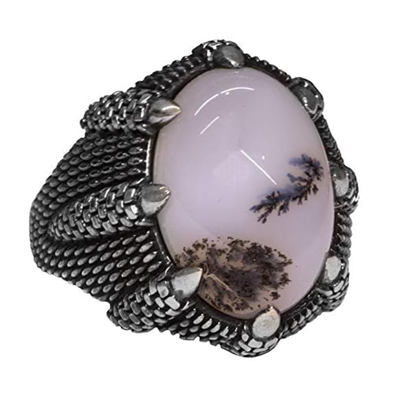 925 Sterling Silver Men's Ring - Yemen Agate - Eagle Claw Design - Handmade Jewelry — 2