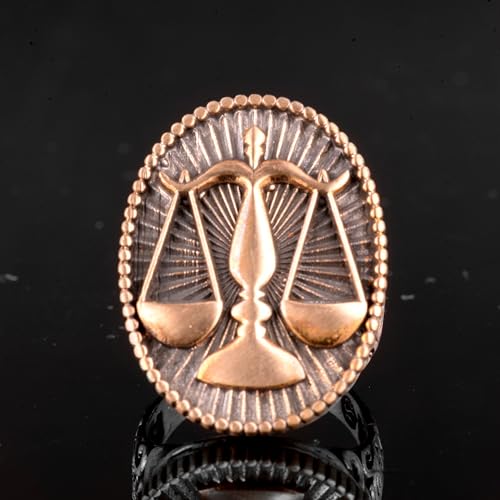 KAMBO 925 Sterling Silver Men's Ring Handmade Vintage Islamic Scales of Justice Statement Jewelry Size 10.25 Sterling Si