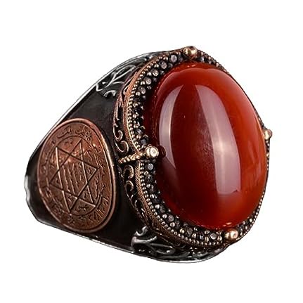 Handmade Silver Ring - Natural Carnelian Stone, Star of David Symbol