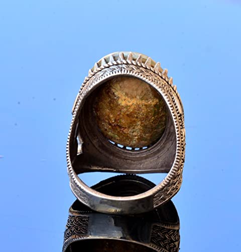 Natural Arizona Turquoise Stone Ring, Ottoman Seal Ring, 925 Sterling Silver Ring — 8