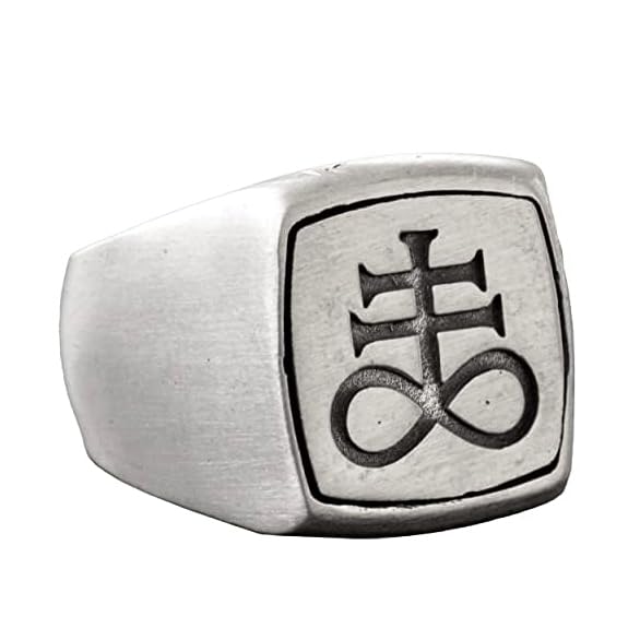 KAMBO Handmade 925 Sterling Silver Men's Lucifer Sigil Ring - Vintage Satanic Leviathan Cross Signet, Bold Statement Jew