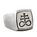 KAMBO Men's Sterling Silver Lucifer Sigil Ring - 925 Sterling Silver Satanic Leviathan Cross Signet - Bold Statement Jew