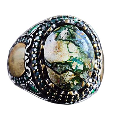 Natural Arizona Turquoise Stone Ring, Minimalist Ring, 925 Sterling Silver Men's Ring (Model-2)