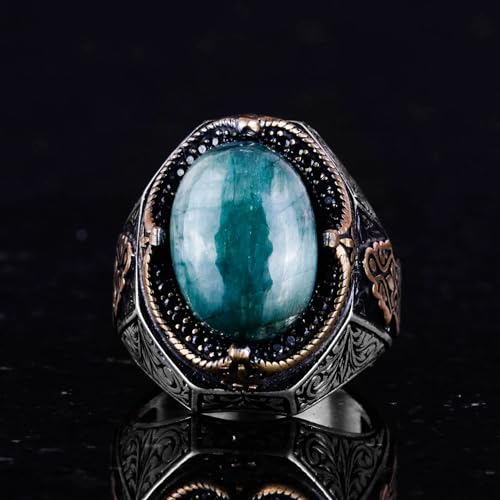 KAMBO Created Stone Ring - Elegant Handmade Men's Ring in 925 Sterling Silver