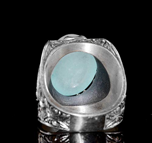 KAMBO Natural Pearl Gemstone 925 Sterling Silver Men's Ring Handmade Byzantium Vintage Statement Jewelry Gift for Him Ch