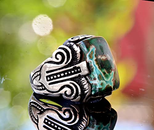Real Natural Arizona Turquoise Gemstone Ring, 18.30 Carat, Sterling Silver Ring For Men, Stacking Ring Gemstone