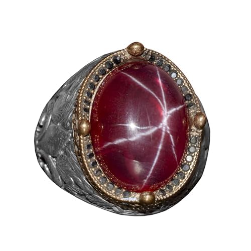 925 Sterling Silver Men's Ring - Original Handmade Model with Star Ruby Stone