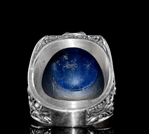 KAMBO 925 Sterling Silver Men's Ring Handmade with Genuine Natural Pearl Stone Byzantine Style Vintage Statement Jewelry