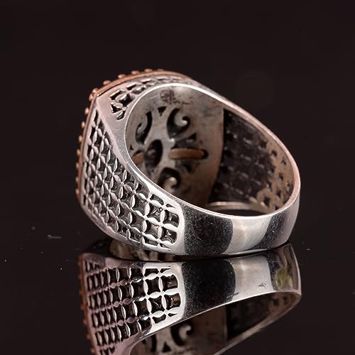Falcon Jewelry Men's 925 Sterling Silver Ring, Natural Jade Gemstone (10)