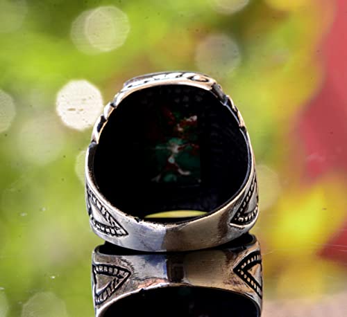 Real Natural Arizona Turquoise Gemstone Ring, 18.30 Carat, Sterling Silver Ring For Men, Stacking Ring Gemstone
