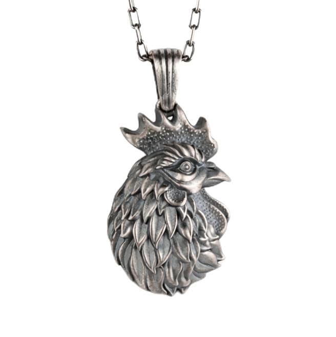 KAMBO 925 Sterling Silver Rooster Necklace – Symbol of Strength, Courage, and New Beginnings – Handmade Animal Charm Jewelry for Men and Women