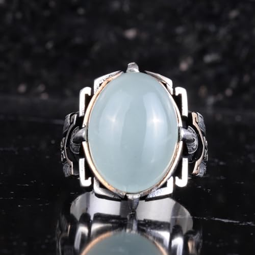 KAMBO Handmade 925 Sterling Silver Aquamarine Ring for Men – Elegant Vintage Statement Jewelry, Natural Gemstone, Mascul