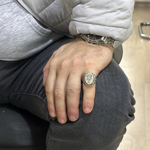 KAMBO Personalized Monogram Ring Handmade 925 Sterling Silver Men's Modern Statement Band Custom Engraved Jewelry Gift f