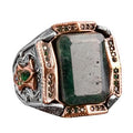 Natural Emerald Stone Ring - 925 Sterling Silver Handmade Jewelry