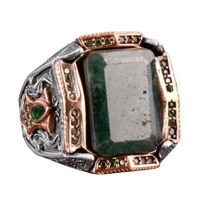 Natural Emerald Stone Ring - 925 Sterling Silver Handmade Jewelry