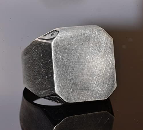 KAMBO Handmade Men's Vintage 925 Sterling Silver Statement Ring - Classic Adjustable Band, Timeless Design, No Gemstone,