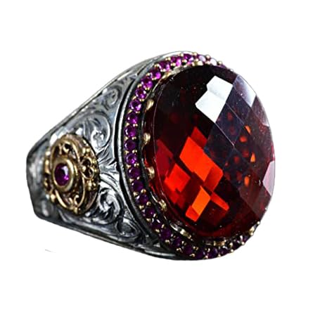 KAMBO Men's Garnet Precious Stone Ring