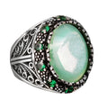 Crystal Druzy Quartz Stone Ring, 925 Sterling Silver Men's Ring (Model-2)