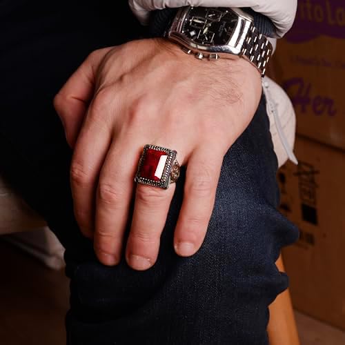 KAMBO 925 Sterling Silver Ring, Natural Ruby Gemstone Ring — 6