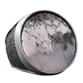 Men's Natural Dendritic Agate Stone Ring, 925 Sterling Silver Handmade Vintage Style, Healing Crystal Jewelry for Men