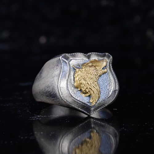 KAMBO 925 Sterling Silver Wolf Head Ring – Handmade Gothic Animal Symbol Ring for Men – Bold Statement Jewelry Design fo