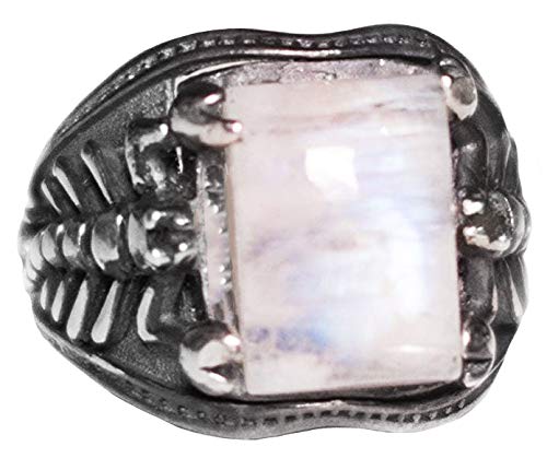 KAMBO Men's 925 Sterling Silver Scorpion Ring with Natural Moonstone Gemstone