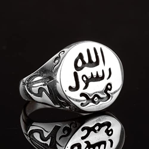 KAMBO Handmade 925 Sterling Silver Islamic Men's Ring, Unique Vintage Statement Design, Artisan Crafted Sterling Silver 
