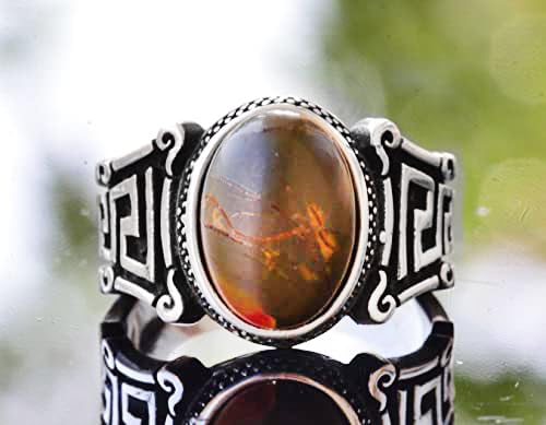 Natural Jasper Stone Ring, 925 Sterling Silver Men's Ring — 4