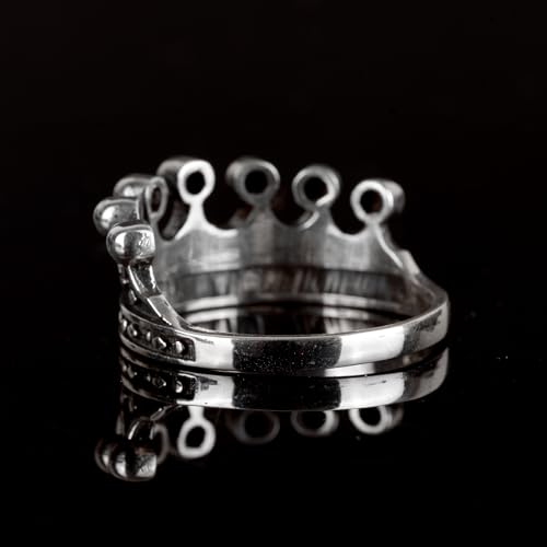 Falcon Jewelry KAMBO Handmade 925 Sterling Silver Crown Motif Ring for Men – Vintage Statement King Style Band, Unique S