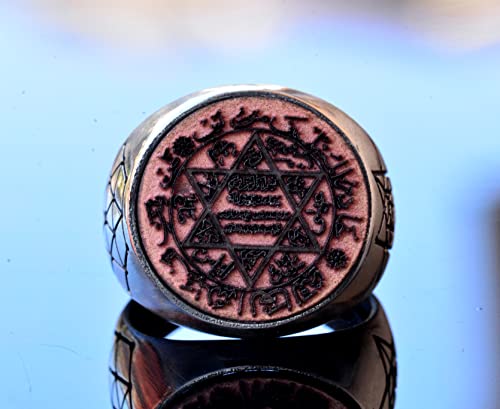 Handcrafted 925 Sterling Silver Men's Ring with Solomon Seal, Star of David Signet Design, Unique Sterling Silver Ring